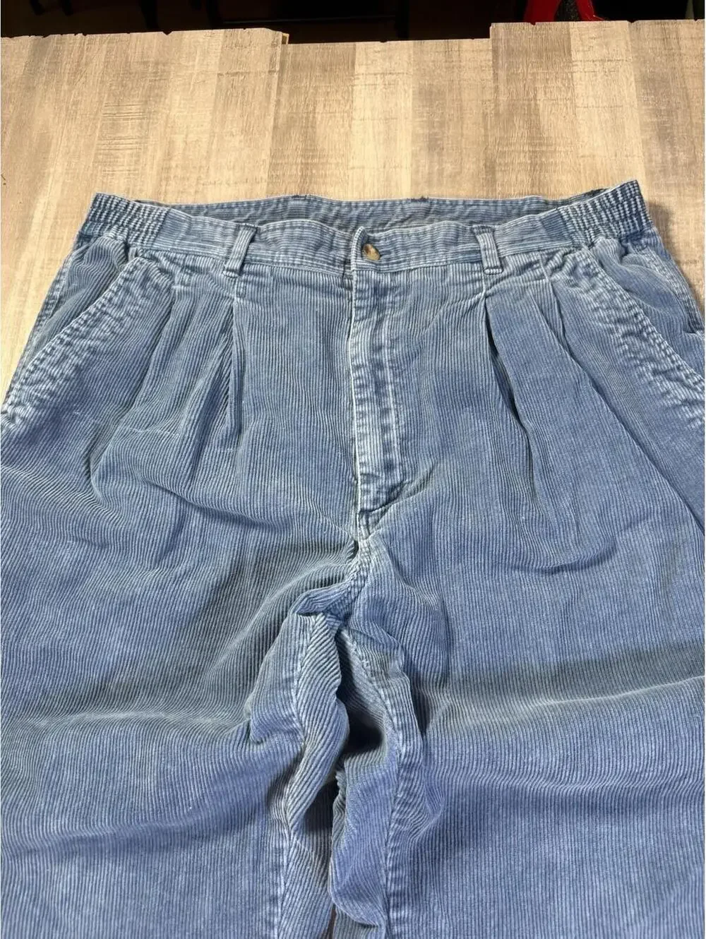 Vintage Eddie Bauer Pants Jeans‎ Blue Pleated Corduroy 90s Wide Leg Men’s 38x30